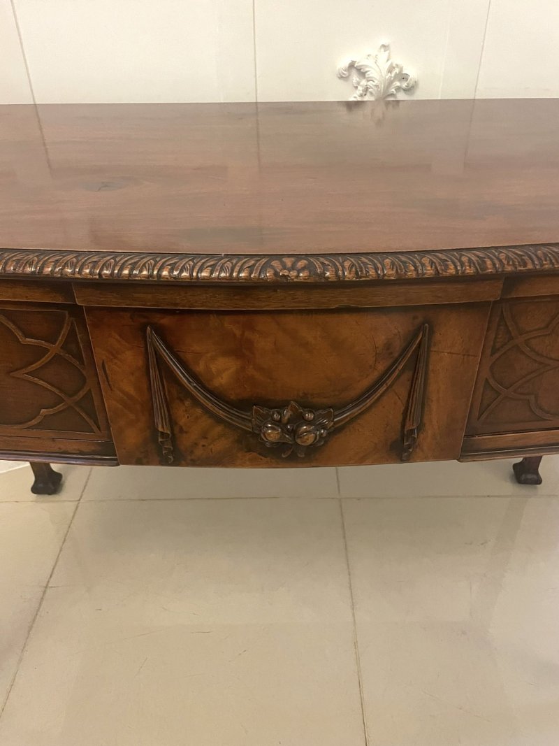 Antique Victorian Quality Carved Figured Mahogany Serving/Console Table - Image 7